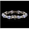 Image 4 : 14KT White Gold 7.90ctw Tanzanite and Diamond Bracelet