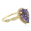 Image 2 : 14KT Yellow Gold 2.22ct Tanzanite and Diamond Ring