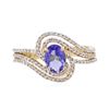 Image 1 : 14KT Yellow Gold 0.80ct Tanzanite and Diamond Ring