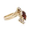 Image 4 : 14KT Yellow Gold 1.00ct Garnet and Diamond Ring
