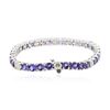 Image 4 : 14KT White Gold 14.28ctw Tanzanite and Diamond Bracelet