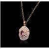 Image 8 : 14KT Rose Gold 2.16ct Tourmaline and Diamond Pendant With Chain