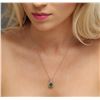 Image 2 : 14KT Rose Gold 1.83ct Emerald and Diamond Pendant With Chain