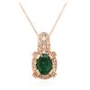 Image 4 : 14KT Rose Gold 1.83ct Emerald and Diamond Pendant With Chain