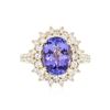 Image 1 : 14KT Yellow Gold 3.28ct Tanzanite and Diamond Ring