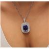 Image 1 : 14KT White Gold GIA Certified 16.65ct Tanzanite and Diamond Pendant With Chain