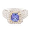 Image 3 : 14KT Two-Tone Gold 1.58ct Tanzanite and Diamond Ring