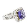 Image 2 : 14KT White Gold 3.06ct Tanzanite and Diamond Ring