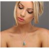 Image 2 : 14KT White Gold 4.46ct Emerald and Diamond Pendant With Chain