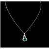 Image 3 : 14KT White Gold 4.46ct Emerald and Diamond Pendant With Chain