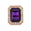 Image 3 : 14KT Rose Gold 14.36ct Amethyst and Diamond Ring