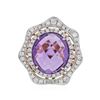 Image 3 : 14KT Rose Gold 8.25ct Amethyst and Diamond Ring