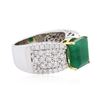Image 4 : 14KT Two-Tone Gold 3.93ct Emerald and Diamond Ring