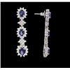 Image 4 : 14KT White Gold 3.06ctw Sapphire and Diamond Earrings