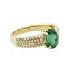 Image 2 : 14KT Yellow Gold 1.20ct Emerald and Diamond Ring