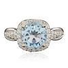 Image 3 : 14KT White Gold 2.80ct Blue Topaz and Diamond Ring