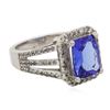 Image 2 : 14KT White Gold 3.10ct Tanzanite and Diamond Ring