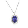 Image 4 : 14KT White Gold 3.17ct Tanzanite and Diamond Pendant With Chain