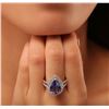 Image 2 : 14KT White Gold 4.44ct Tanzanite and Diamond Ring