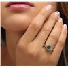 Image 2 : 14KT Rose Gold 1.21ct Emerald and Diamond Ring