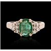 Image 3 : 14KT Rose Gold 1.21ct Emerald and Diamond Ring