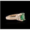 Image 4 : 14KT Rose Gold 1.21ct Emerald and Diamond Ring