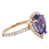 Image 2 : 14KT Rose Gold 2.77ct Tanzanite and Diamond Ring