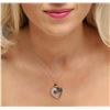 Image 2 : 14KT Yellow Gold 1.56ctw Sapphire and Diamond Heart Pendant With Chain