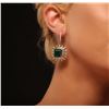 Image 2 : 14KT Yellow Gold 13.62ctw Emerald and Diamond Earrings