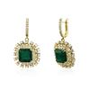 Image 4 : 14KT Yellow Gold 13.62ctw Emerald and Diamond Earrings