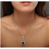 Image 5 : 14-18KT 5.24ctw Emerald and Diamond Pendant With Chain