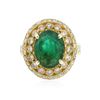 Image 3 : 14KT Yellow Gold 3.18ct Emerald and Diamond Ring