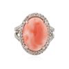 Image 3 : 14KT White Gold 8.14ct Pink Coral and Diamond Ring