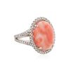 Image 4 : 14KT White Gold 8.14ct Pink Coral and Diamond Ring
