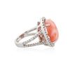 Image 6 : 14KT White Gold 8.14ct Pink Coral and Diamond Ring