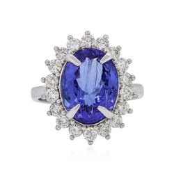 14KT White Gold 5.05ct Tanzanite and Diamond Ring