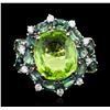 Image 3 : 18KT White Gold 9.54ct Peridot, Chrysoberyls and Diamond Ring