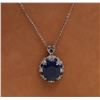 Image 5 : 14KT White Gold 14.44ctw Sapphire and Diamond Pendant With Chain