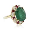 Image 4 : 14KT Yellow Gold 7.59ct Emerald, Ruby and Diamond Ring
