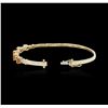 Image 7 : 14KT Yellow Gold 2.26ctw Orange Sapphire and Diamond Bangle Bracelet