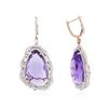 Image 4 : 14KT Rose Gold 29.95ctw Amethyst and Diamond Earrings