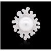 Image 3 : 18KT White Gold Pearl and Diamond Ring