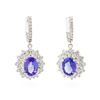 Image 3 : 14KT White Gold 7.46ctw Tanzanite and Diamond Earrings
