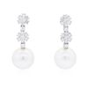 Image 3 : 18KT White Gold Pearl and Diamond Earrings