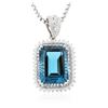 Image 4 : 14KT White Gold 25.61ct Topaz and Diamond Pendant With Chain
