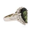 Image 4 : 14KT White Gold 4.23ct Green Tourmaline and Diamond Ring