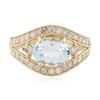 Image 1 : 14KT Yellow Gold 1.96ct Aquamarine and Diamond Ring