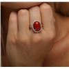 Image 5 : 14KT Yellow Gold 6.65ct Coral and Diamond Ring