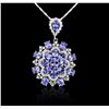 Image 4 : 14KT White Gold 28.87ctw Tanzanite and Diamond Pendant With Chain
