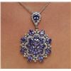 Image 5 : 14KT White Gold 28.87ctw Tanzanite and Diamond Pendant With Chain